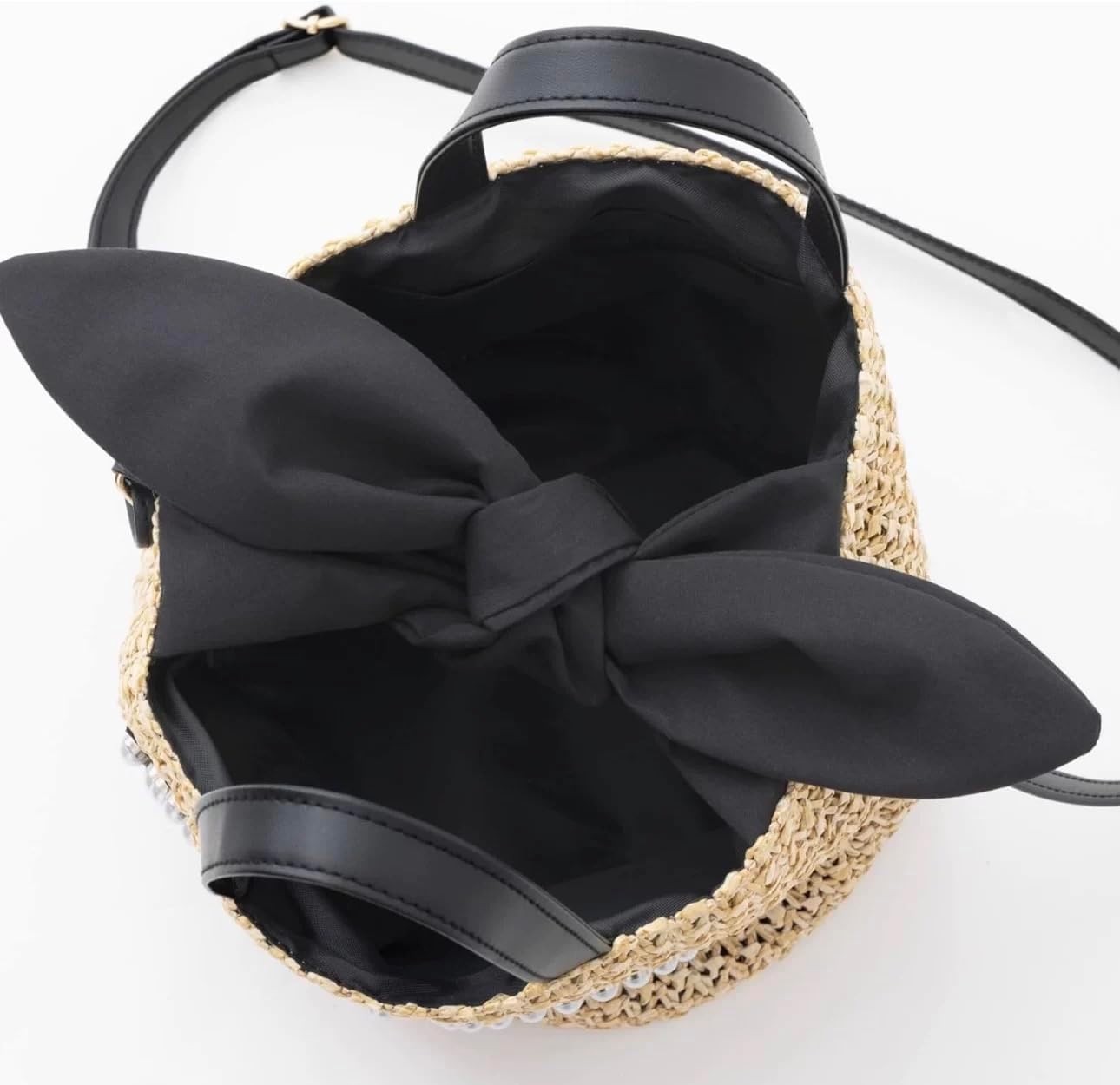 Women's Straw Tote Bag with Sunglasses & Lips Design, Bohemian Handwoven Beach Bag, Lightweight Woven Purse with Drawstring for Picnic, Travel, Shopping, Daily Use - Image 6