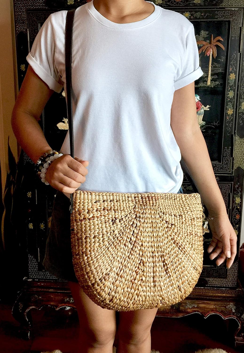 X Large Straw Bag, Crossbody Straw Bag, Straw Beach Bag,Handwoven Straw Tote Bag,Handwoven Straw Shoulder Bag Purse,Shoulder Straw Bag,Summer Straw Tote Bag - Image 6