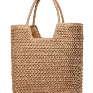 YAVCOOL Straw Beach Bags for Women Woven Beach Tote Bag Casual Boho Large Shoulder Handbags Purse for Vacation Holiday