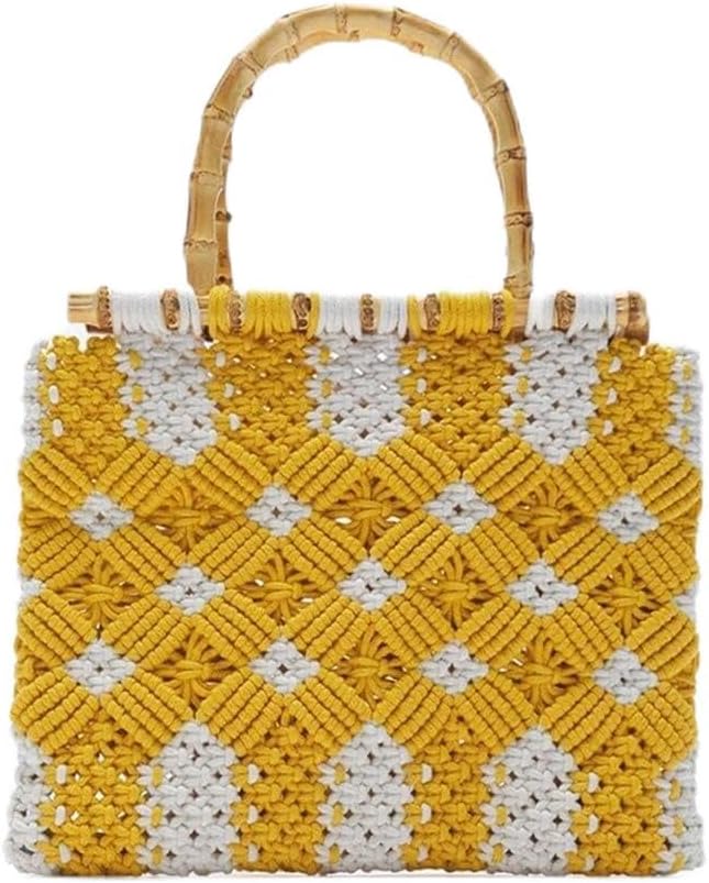 YIRENZUI Cotton Rope Woven Women's Handbag Tote Bag Female Knitted Beach Bags Bohemian Summer Straw Bag One Shoulder The Best Choice