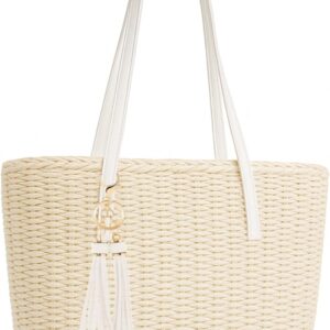 YXILEE Straw Bags For Women | M Size Travel Straw Totes Bag Woven Summer Handmade Shoulder Bag Handbag