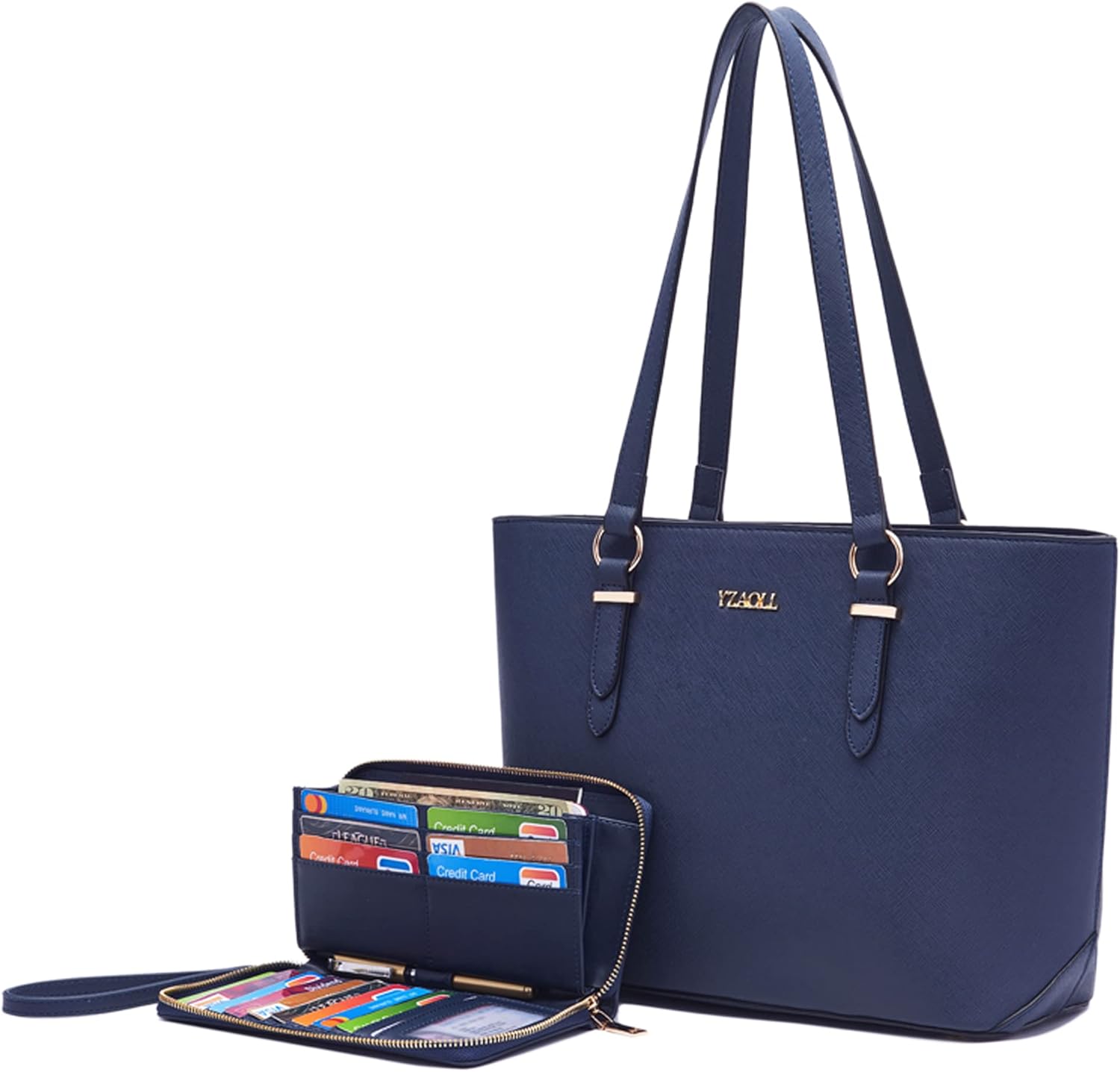 YZAOLL Purses for Women Faux Leather Medium Large Tote Satchel Shoulder Purse Handbag Wallet set - Image 21