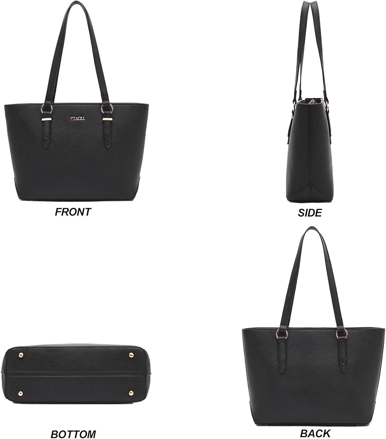 YZAOLL Purses for Women Faux Leather Medium Large Tote Satchel Shoulder Purse Handbag Wallet set - Image 6