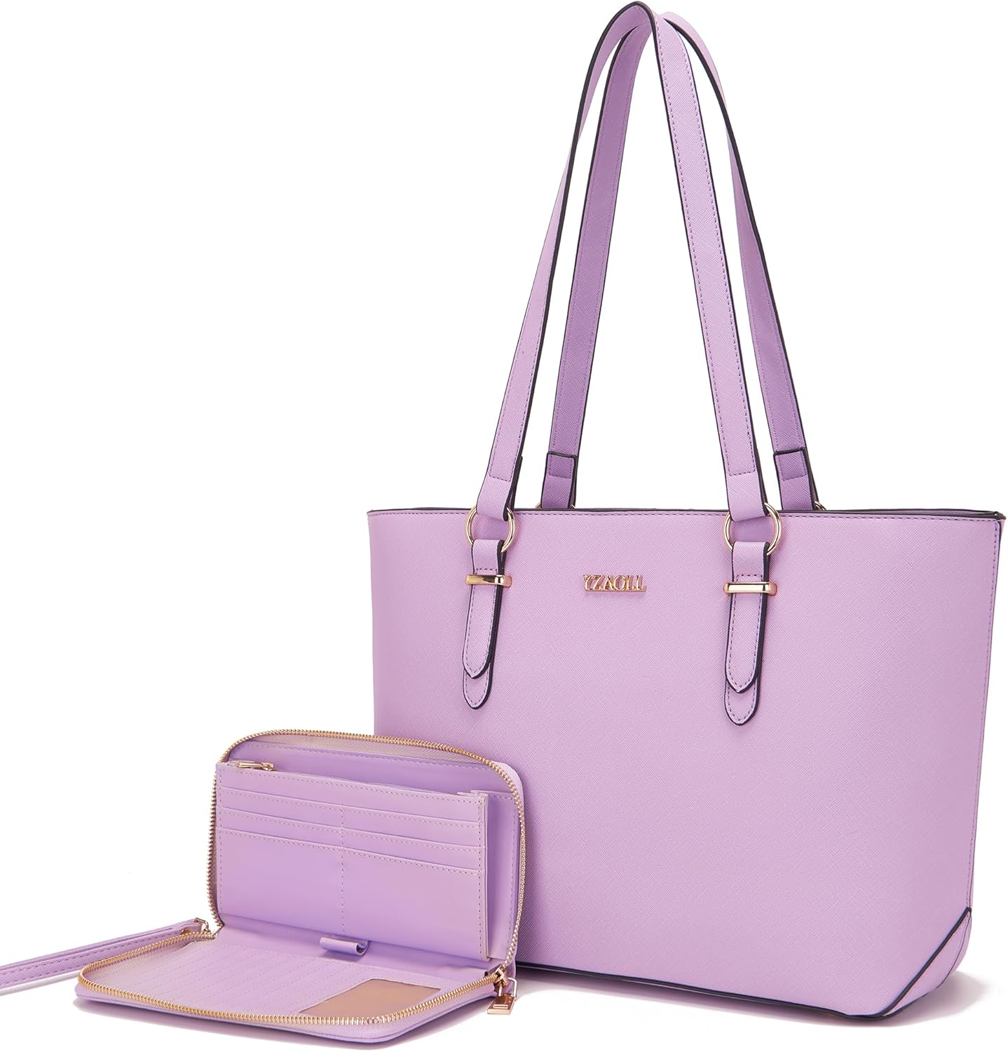 YZAOLL Purses for Women Faux Leather Medium Large Tote Satchel Shoulder Purse Handbag Wallet set - Image 16