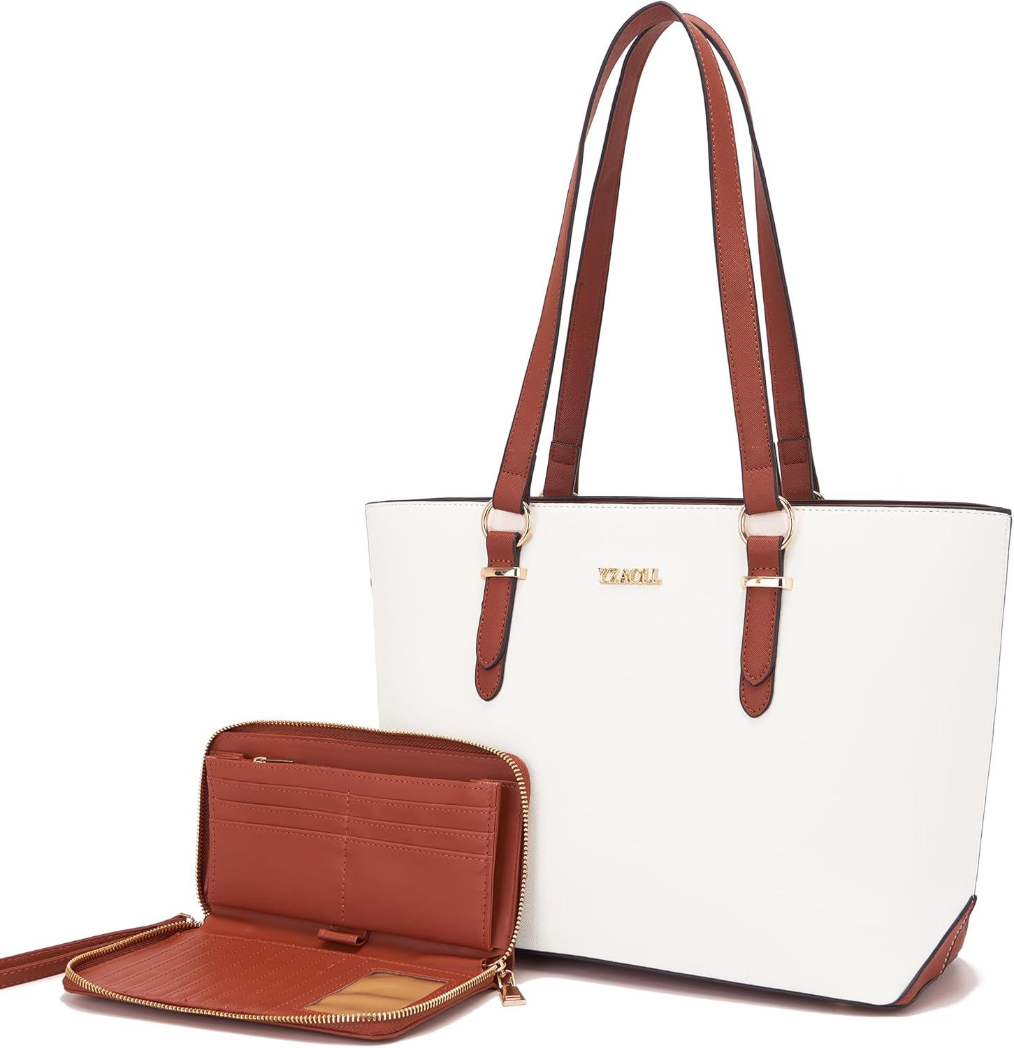 YZAOLL Purses for Women Faux Leather Medium Large Tote Satchel Shoulder Purse Handbag Wallet set - Image 12