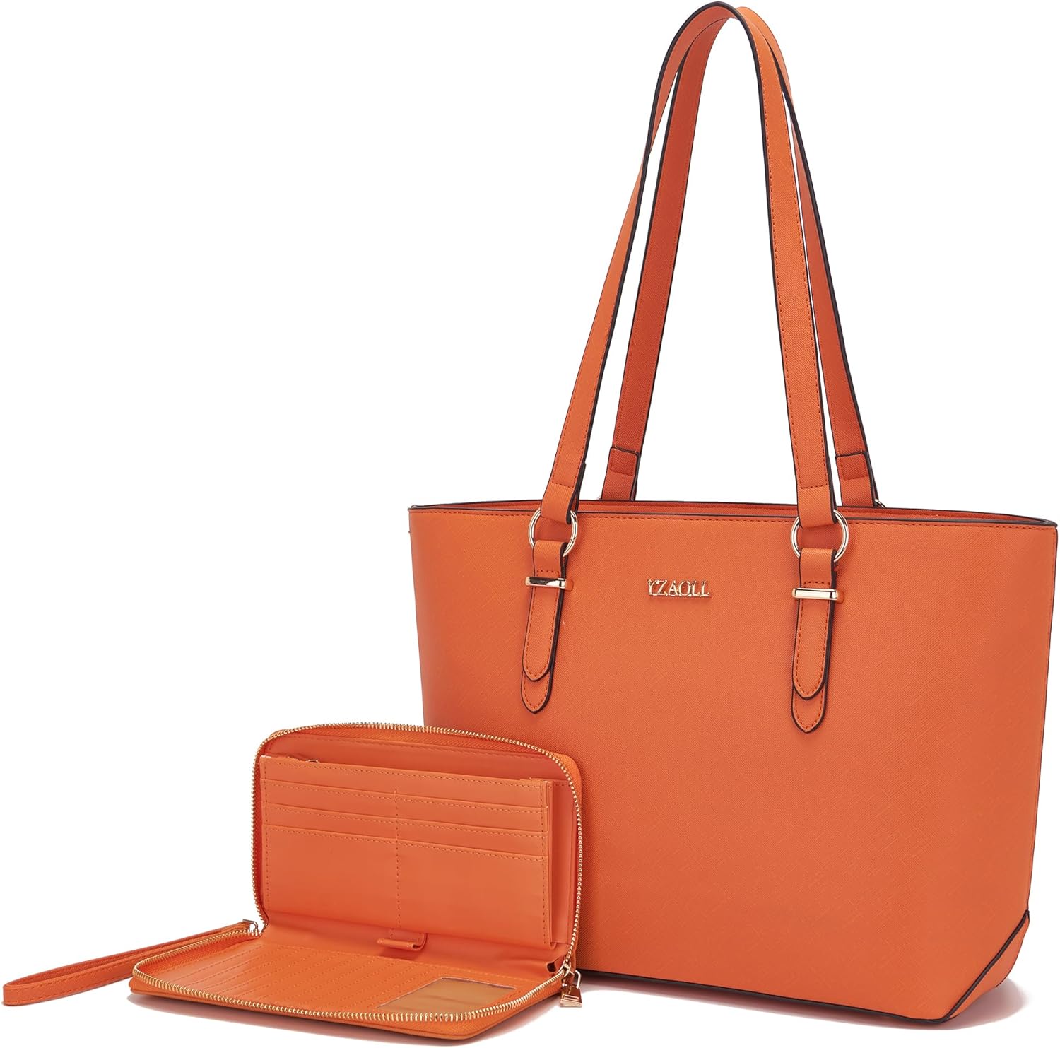 YZAOLL Purses for Women Faux Leather Medium Large Tote Satchel Shoulder Purse Handbag Wallet set - Image 14